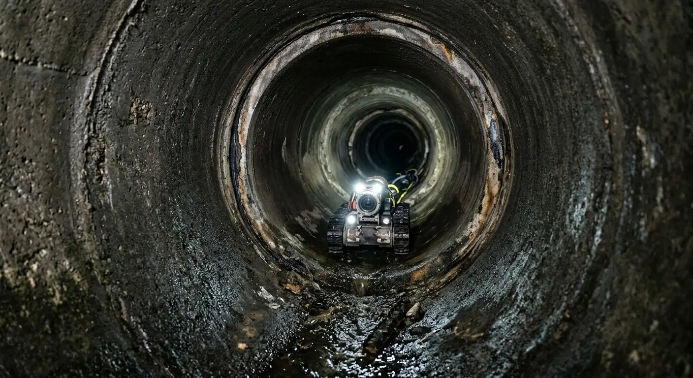 Robotic sewer camera inspecting pipe interior for Sewer Line Repair in Fredericksburg